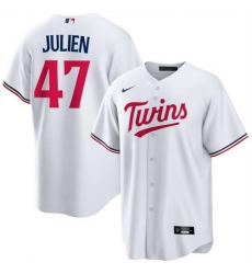 Men Minnesota Twins 47 Edouard Julien White Cool Base Stitched Baseball Jersey