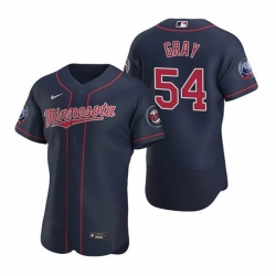 Men Minnesota Twins 54 Sonny Gray Navy Flex Base Stitched jersey