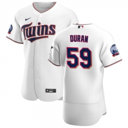 Men Minnesota Twins 59 Jhoan Duran Men Nike White Home 2020 60th Season Flex Base Team MLB Jersey