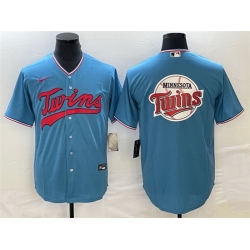 Men Minnesota Twins Blue Team Big Logo Cool Base Stitched Jersey