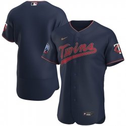 Men Minnesota Twins Men Nike Navy Alternate 2020 60th Season Flex Base Team Logo MLB Jersey