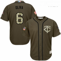 Mens Majestic Minnesota Twins 6 Tony Oliva Replica Green Salute to Service MLB Jersey