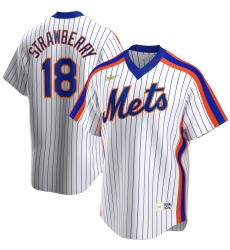 Men New York Mets 18 Darryl Strawberry Nike Home Cooperstown Collection Player MLB Jersey White