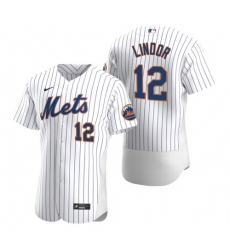 Men Nike New York Mets Francisco Lindor White Flex Base Stitched Jersey