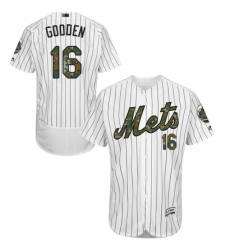 Mens Majestic New York Mets 16 Dwight Gooden Authentic White 2016 Memorial Day Fashion Flex Base MLB Jersey