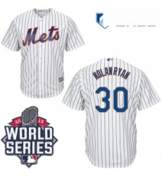 Mens Majestic New York Mets 30 Nolan Ryan Replica White Home Cool Base 2015 World Series MLB Jersey