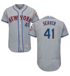 Mens Majestic New York Mets 41 Tom Seaver Grey Road Flex Base Authentic Collection MLB Jersey