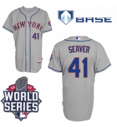 Mens Majestic New York Mets 41 Tom Seaver Replica Grey Road Cool Base 2015 World Series MLB Jersey