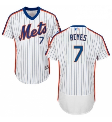 Mens Majestic New York Mets 7 Jose Reyes WhiteRoyal Flexbase Authentic Collection MLB Jersey