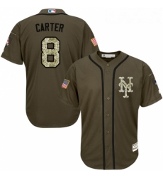 Youth Majestic New York Mets 8 Gary Carter Authentic Green Salute to Service MLB Jersey