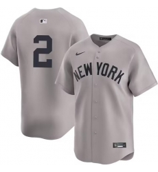 Men New York Yankees 2 Derek Jeter Gray Road Limited Cool Base Stitched Baseball Jersey