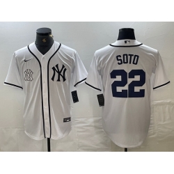 Men New York Yankees 22 Juan Soto White Cool Base Stitched Baseball Jersey 1