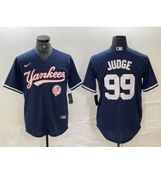 Men New York Yankees 99 Aaron Judge Navy With Patch Cool Base Stitched Baseball Jersey