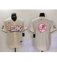 Men New York Yankees Blank Cream The Bronx Graffiti V2 Vapor Limited Stitched Baseball Jersey 5