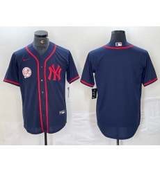 Men New York Yankees  Navy Cool Base Stitched Baseball Jersey 35