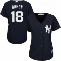 Womens Majestic New York Yankees 18 Johnny Damon Authentic Navy Blue Alternate MLB Jersey