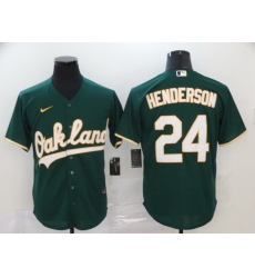 Athletics 24 Rickey Henderson Green 2020 Nike Cool Base Jersey