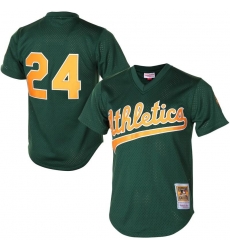 Men Nike Oakland Athletics 24 Rickey Henderson Green Throwback Stitched Baseball Jersey