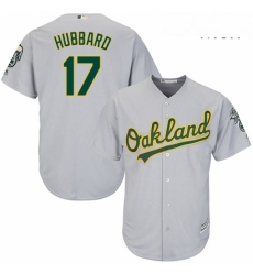 Mens Majestic Oakland Athletics 17 Glenn Hubbard Replica Grey Road Cool Base MLB Jersey