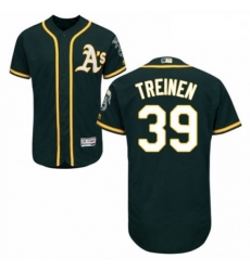 Mens Majestic Oakland Athletics 39 Blake Treinen Green Alternate Flex Base Authentic Collection MLB Jersey 