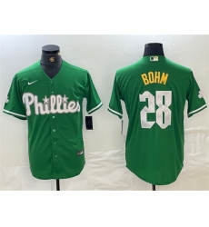 Men Philadelphia Phillies 28 Alec Bohm Green 2024 City Connect Stitched Jersey