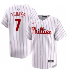 Men Philadelphia Phillies 7 Trea Turner White Home Limited Stitched Jersey