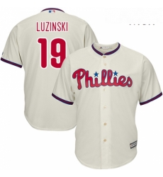 Mens Majestic Philadelphia Phillies 19 Greg Luzinski Replica Cream Alternate Cool Base MLB Jersey