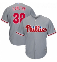 Youth Majestic Philadelphia Phillies 32 Steve Carlton Replica Grey Road Cool Base MLB Jersey