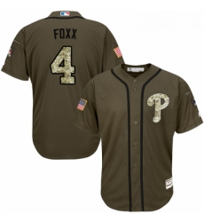 Youth Majestic Philadelphia Phillies 4 Jimmy Foxx Replica Green Salute to Service MLB Jersey