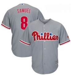 Youth Majestic Philadelphia Phillies 8 Juan Samuel Authentic Grey Road Cool Base MLB Jersey