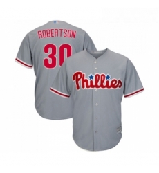 Youth Philadelphia Phillies 30 David Robertson Replica Grey Road Cool Base Baseball Jersey 