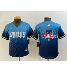 Youth Philadelphia Phillies Blank Blue 2024 City Connect Limited Stitched Baseball Jersey 3