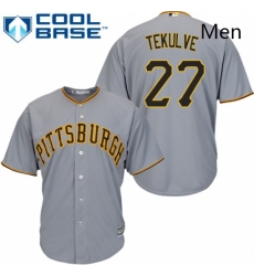 Mens Majestic Pittsburgh Pirates 27 Kent Tekulve Replica Grey Road Cool Base MLB Jersey