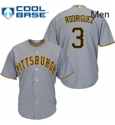 Mens Majestic Pittsburgh Pirates 3 Sean Rodriguez Replica Grey Road Cool Base MLB Jersey 