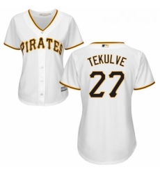 Womens Majestic Pittsburgh Pirates 27 Kent Tekulve Replica White Home Cool Base MLB Jersey