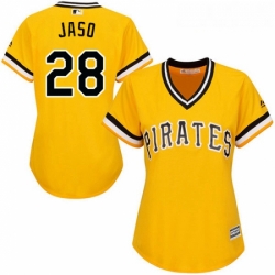 Womens Majestic Pittsburgh Pirates 28 John Jaso Replica Gold Alternate Cool Base MLB Jersey