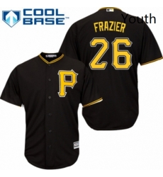 Youth Majestic Pittsburgh Pirates 26 Adam Frazier Replica Black Alternate Cool Base MLB Jersey 