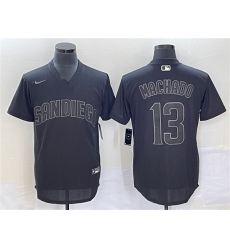 Men San Diego Padres 13 Manny Machado Black Cool Base Stitched Jersey