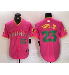 Men San Diego Padres 23 Fernando Tatis Jr  Pink Cool Base Stitched Baseball Jersey 4