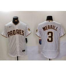 Men San Diego Padres 3 Jackson Merrill white Cool Base Stitched Baseball Jersey 005