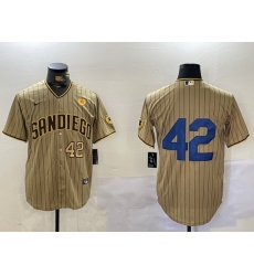 Men San Diego Padres 42 Jackie Robinson Tan Cool Base Stitched Baseball Jersey 5