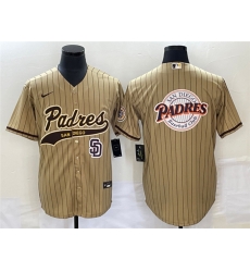 Men San Diego Padres TanTeam Big Logo In Back Cool Base With Patch Stitched Baseball Jersey