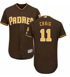 Mens Majestic San Diego Padres 11 Allen Craig Brown Alternate Flex Base Authentic Collection MLB Jersey