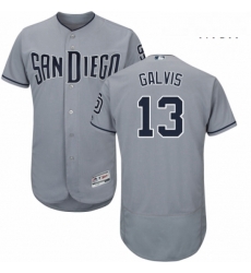 Mens Majestic San Diego Padres 13 Freddy Galvis Authentic Grey Road Cool Base MLB Jersey 