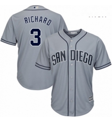 Mens Majestic San Diego Padres 3 Clayton Richard Replica Grey Road Cool Base MLB Jersey 