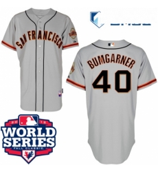 Mens Majestic San Francisco Giants 40 Madison Bumgarner Replica Grey Cool Base 2012 World Series Patch MLB Jersey