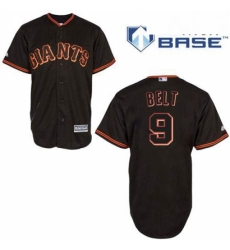 Mens Majestic San Francisco Giants 9 Brandon Belt Replica Black New Cool Base MLB Jersey