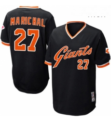 Mens Mitchell and Ness San Francisco Giants 27 Juan Marichal Replica Black Throwback MLB Jersey