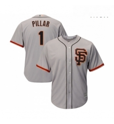 Mens San Francisco Giants 1 Kevin Pillar Replica Grey Road 2 Cool Base Baseball Jersey 