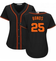 Womens Majestic San Francisco Giants 25 Barry Bonds Authentic Black Alternate Cool Base MLB Jersey